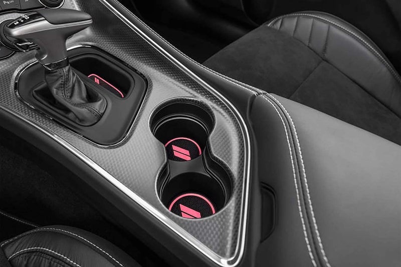 Anti Dust Mats for Dodge Challenger Accessories 2015 2016 2017 2018 2019 2020 2021 2022 2023,Custom Fits Cup Holder Liners Mats Door Pocket Center Console Liners, 11pcs/kit (Pink)
